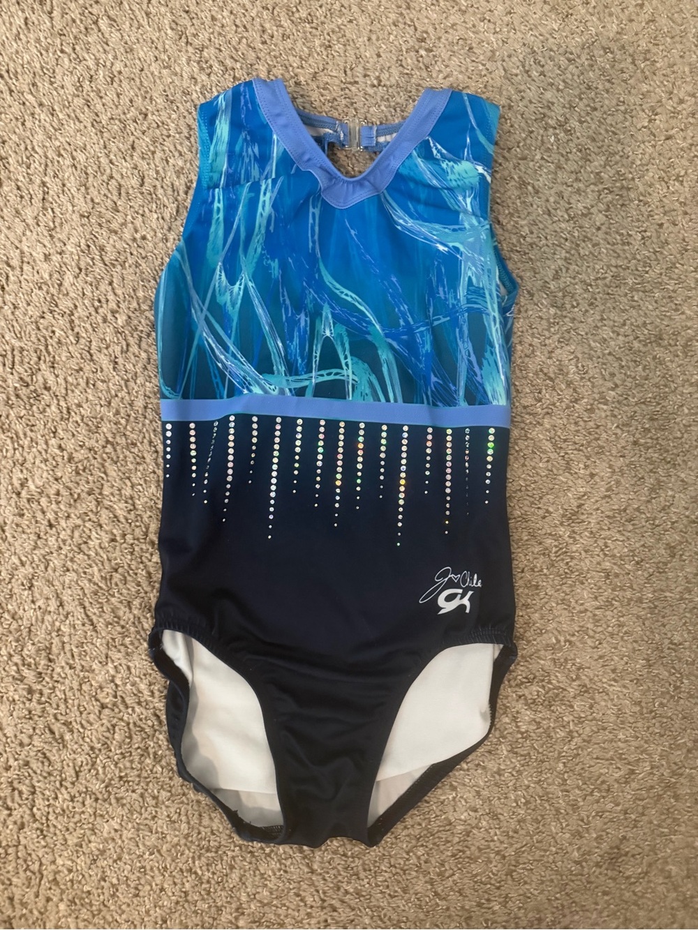 GK Girls Blue Teal Sparkle Gymnastics Leotard